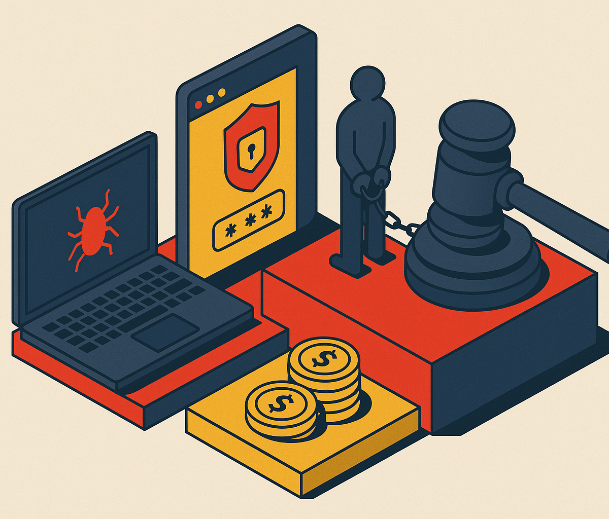 Cover illustration for “Zero-Day Exploit Marketplace Operators Prosecuted”