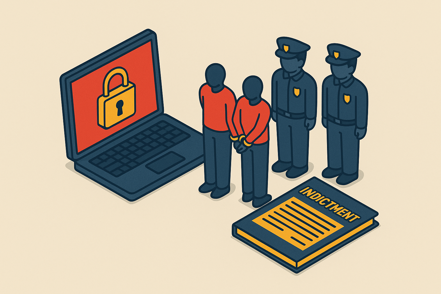 Cover illustration for “LockBit Ransomware Group Members Indicted”