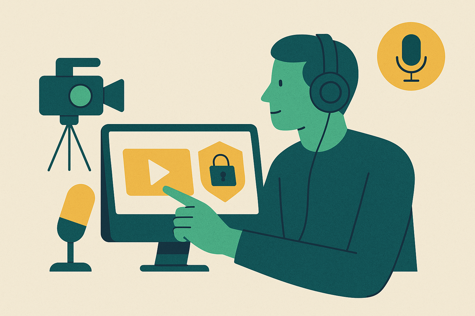 Cover illustration for “Video and Podcast Content Production for Security Brands”