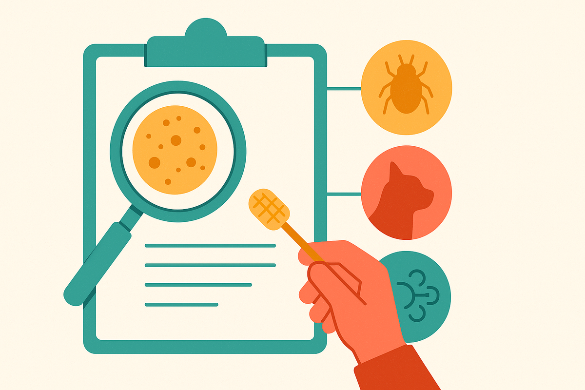 Cover illustration for “Allergen Panel Testing for Mold, Dust Mites, and Pet Dander”