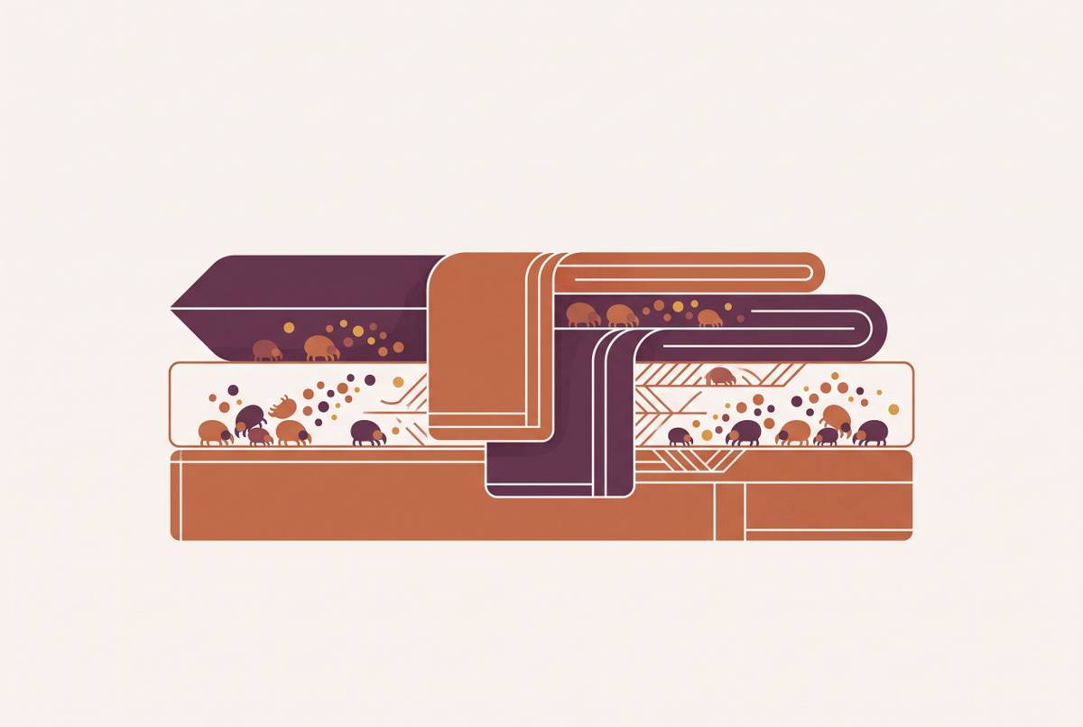 Cover illustration for “Where Dust Mites Actually Live in Your Bedroom”