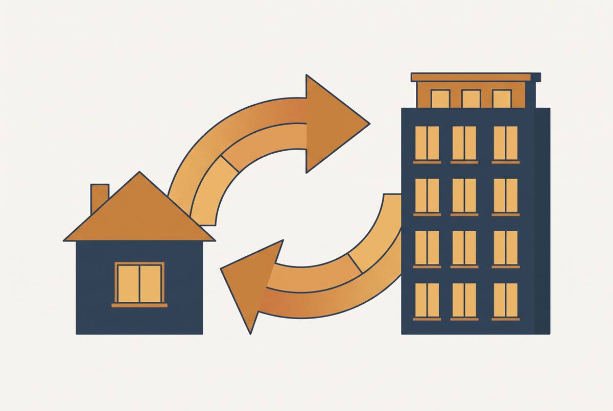Cover illustration for “Trading Single-Family Rentals for Multifamily via 1031 Exchange”