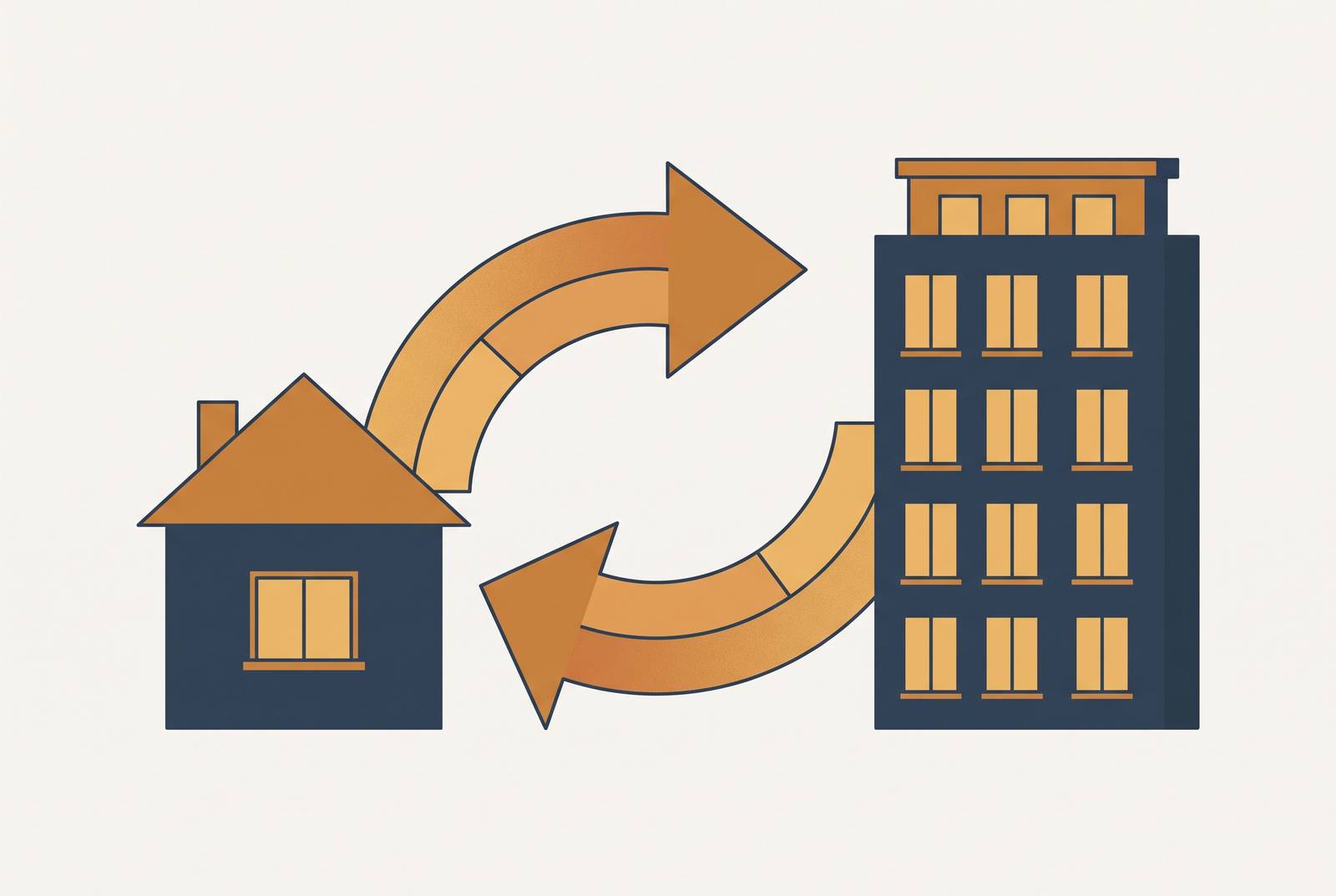 Cover illustration for “Trading Single-Family Rentals for Multifamily via 1031 Exchange”