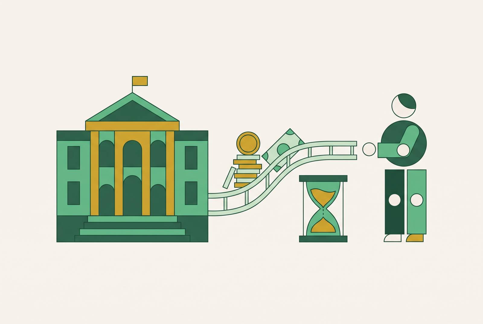 Cover illustration for “Deferred Capital Gains as an Interest-Free Government Loan”