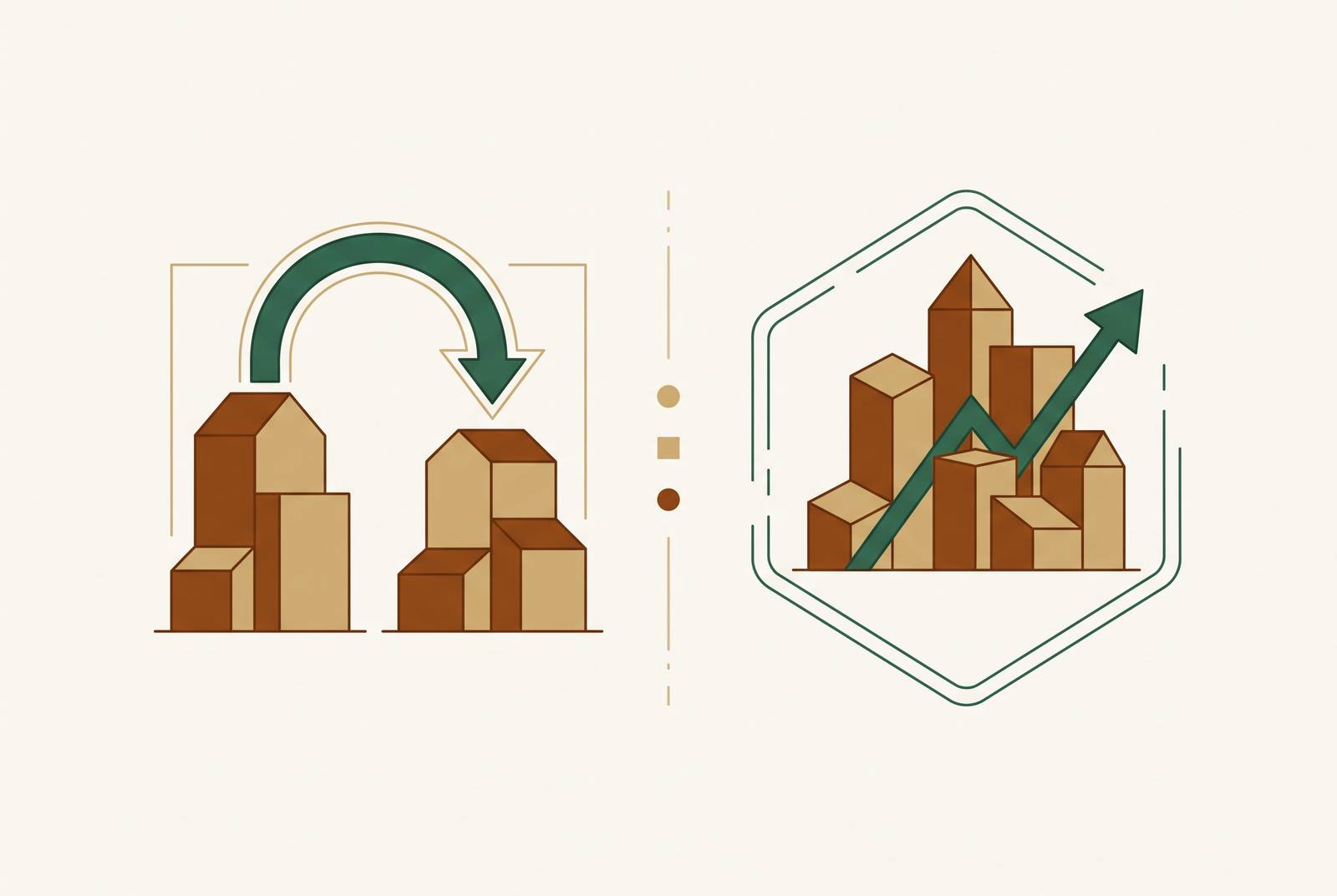 Cover illustration for “1031 Exchange vs. Opportunity Zone Investment Comparison”