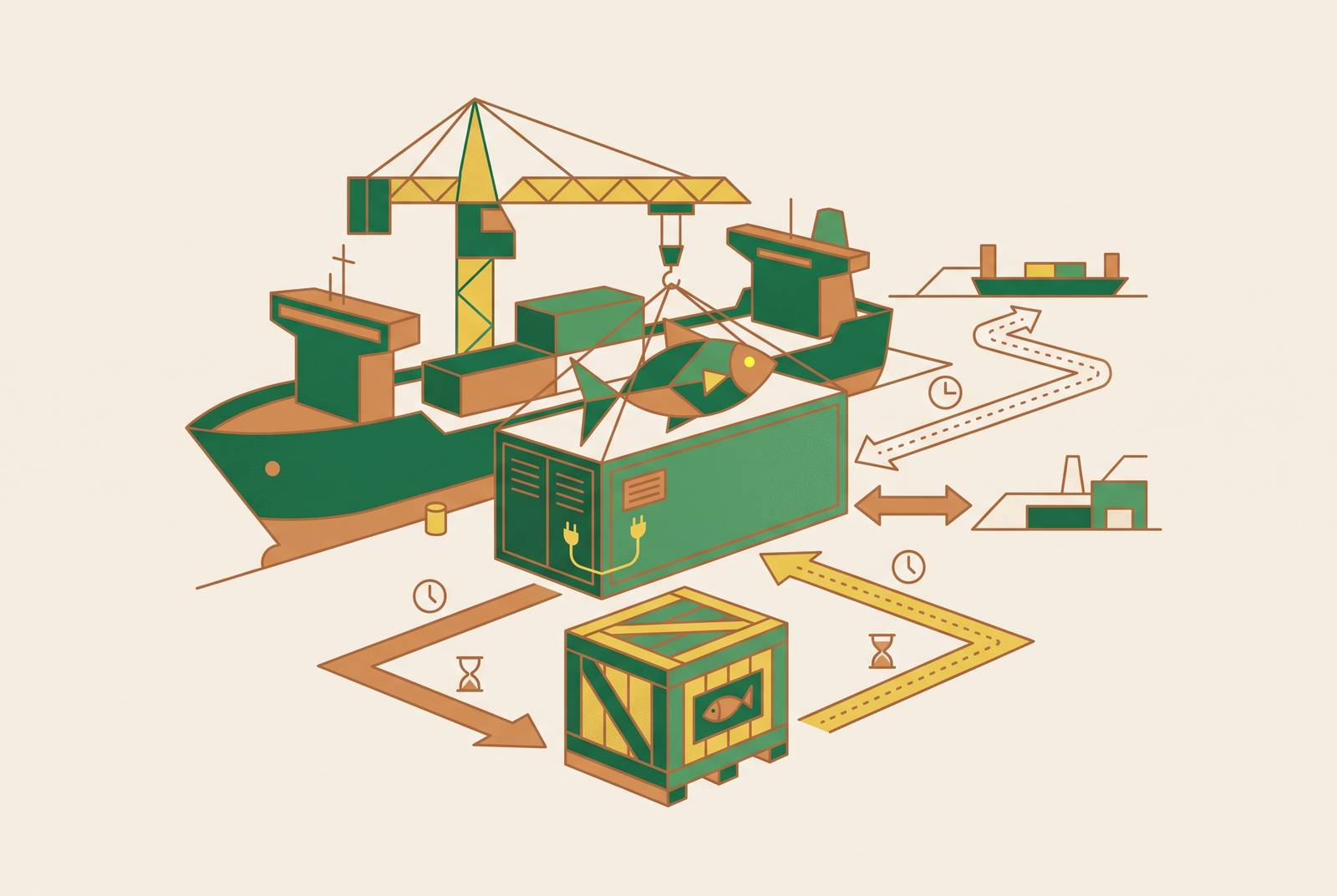 Cover illustration for “Port of Entry Selection and Its Effect on Seafood Import Lead Times”