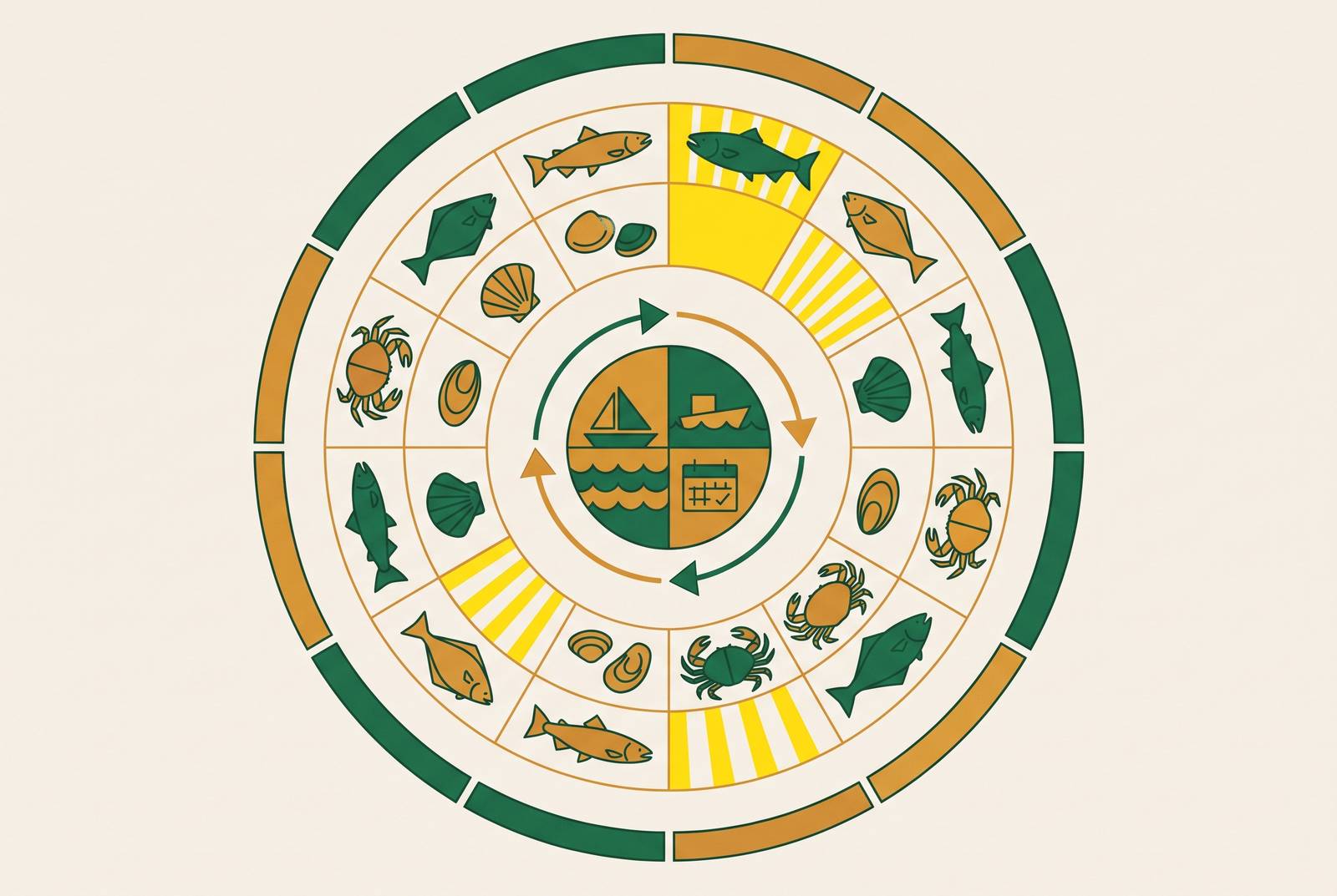 Cover illustration for “Seasonal Availability Windows for Wild Seafood in North American Markets”