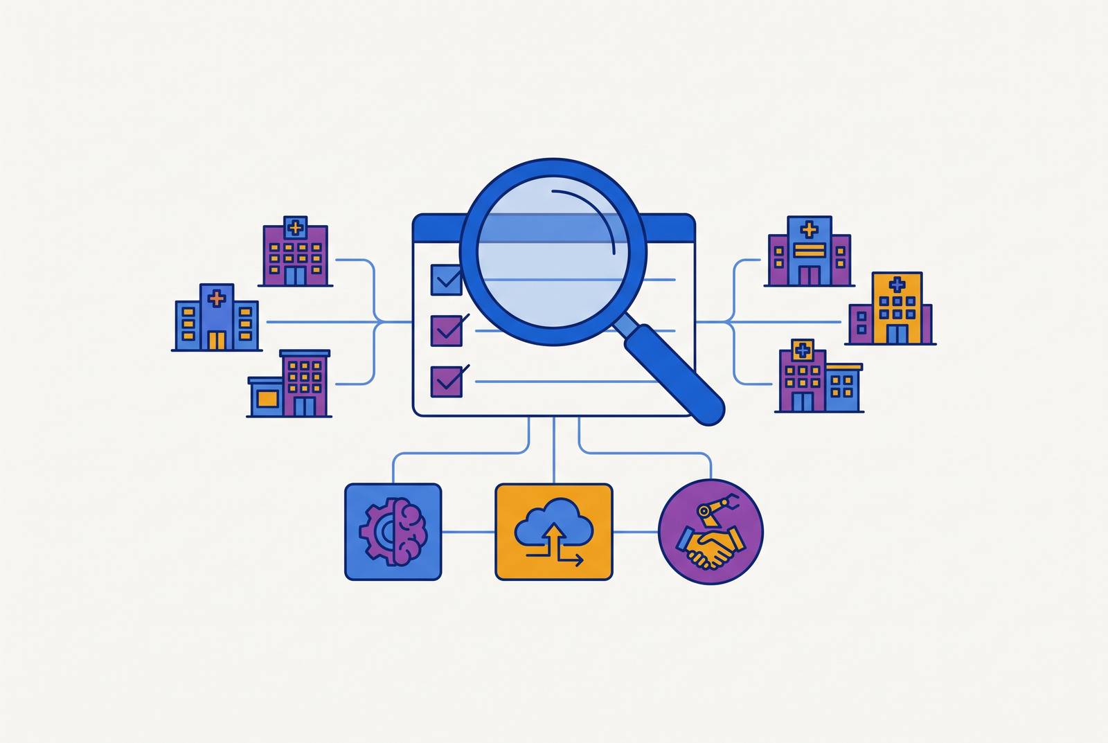 Cover illustration for “Evaluating AI Vendors for Independent and Multi-Location Medical Groups”