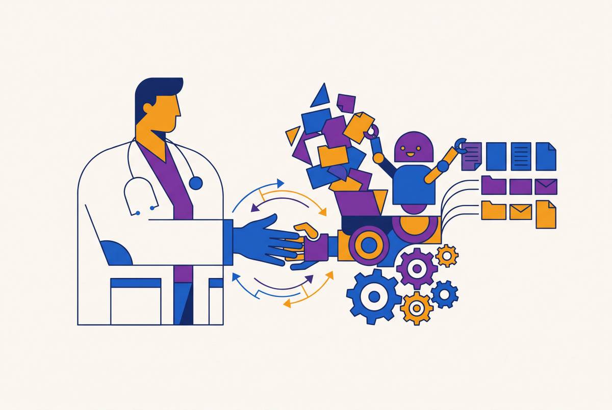 Cover illustration for “Physician Buy-In for Administrative AI Automation in Independent Practices”