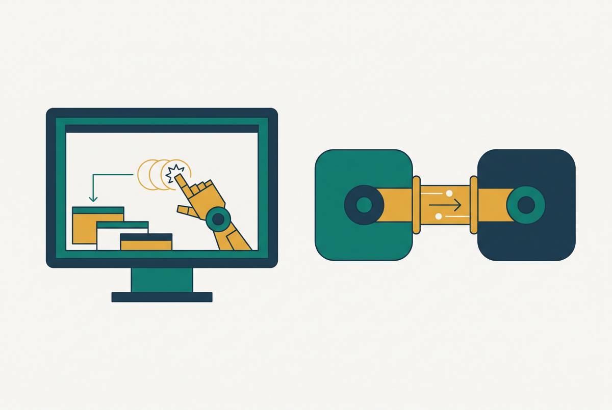 Cover illustration for “EHR Screen-Based Automation vs API Integration for Small Practices”