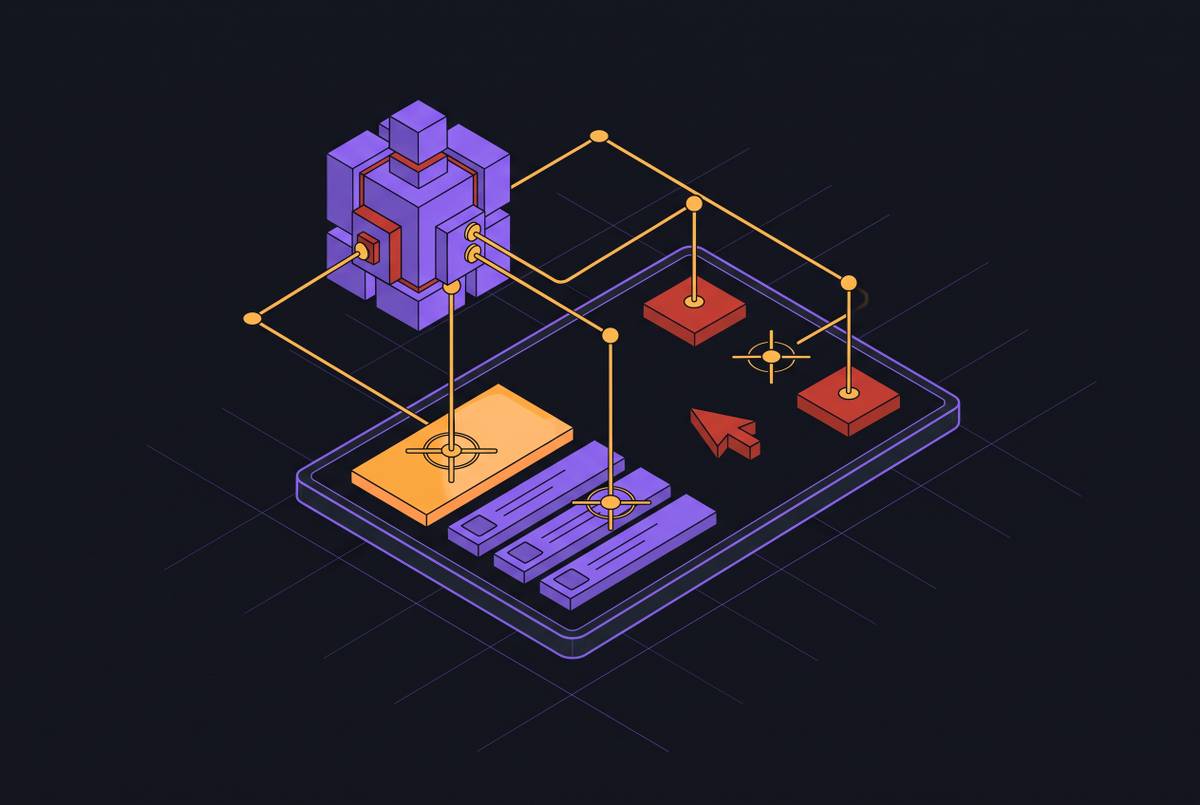 Cover illustration for “Grounding Strategies for Screen-Based Agents”