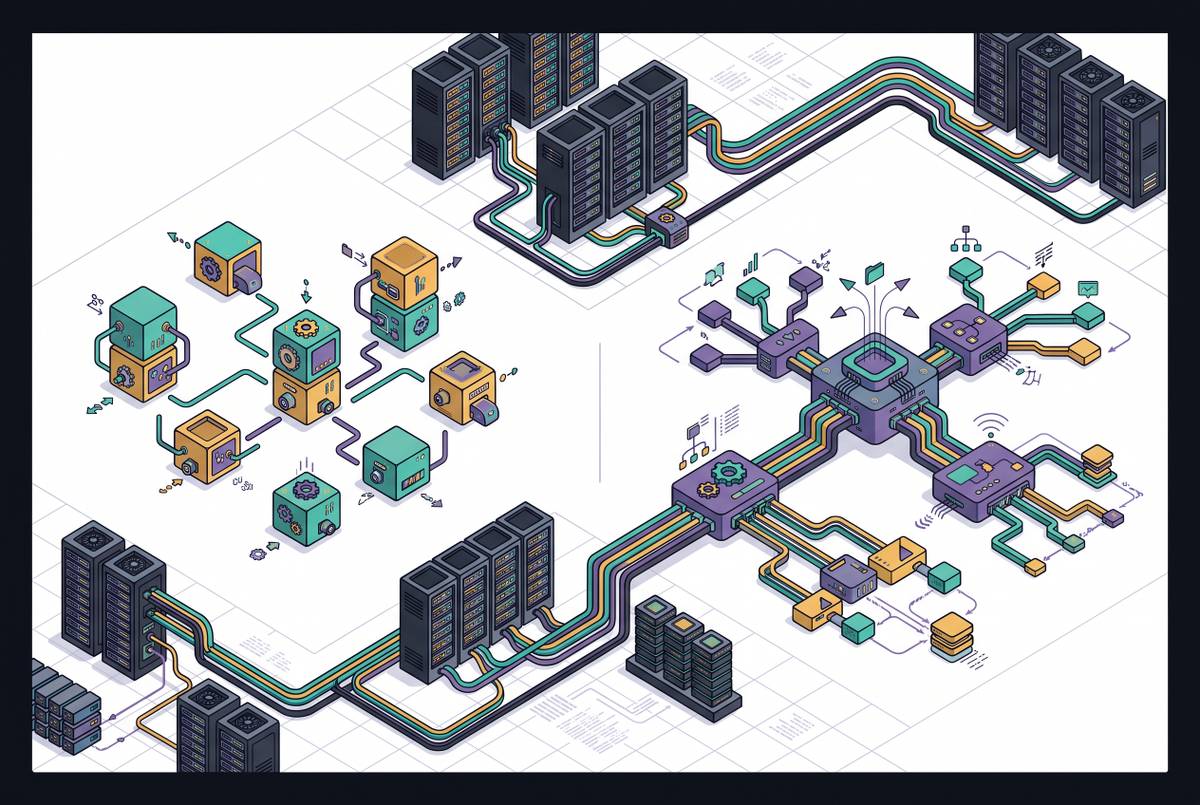 Cover illustration for “AI Agents vs Agentic AI Systems in Enterprise Deployments”