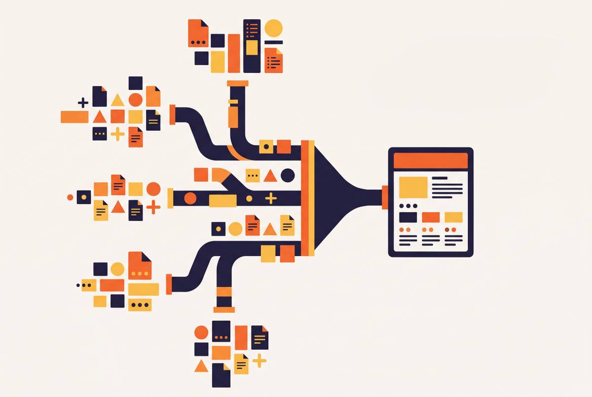 Cover illustration for “Industry News Aggregation Pipelines for Analyst Briefings”