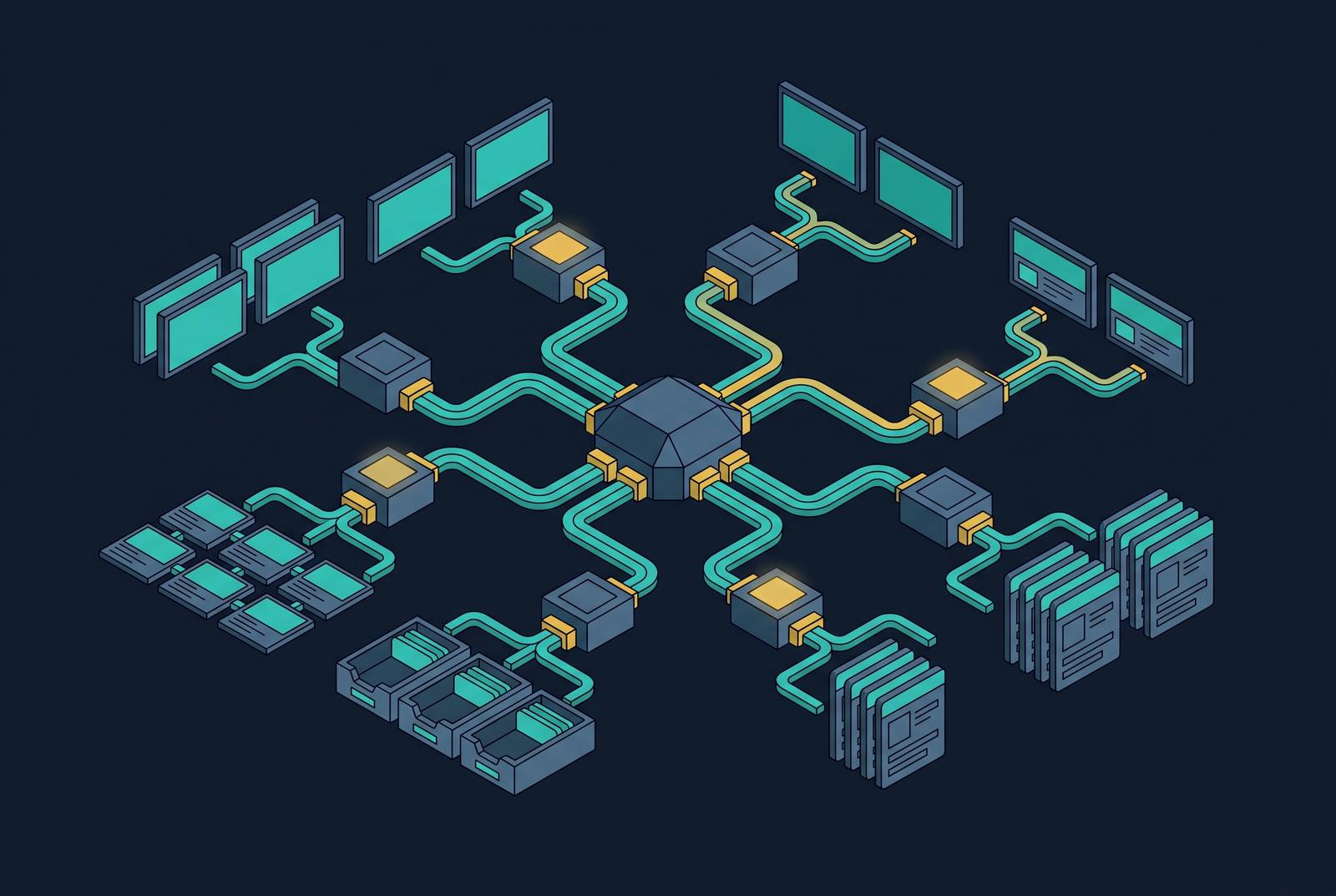 Cover illustration for “Agent Orchestration Architectures for Multi-Channel B2B Ad Programs”