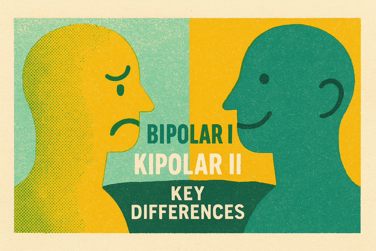 Cover illustration for “Bipolar 1 vs Bipolar 2 Key Differences”