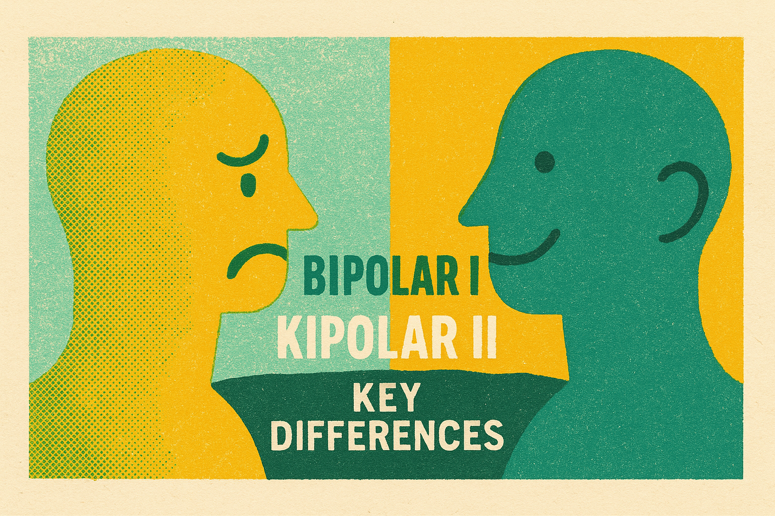 Cover illustration for “Bipolar 1 vs Bipolar 2 Key Differences”