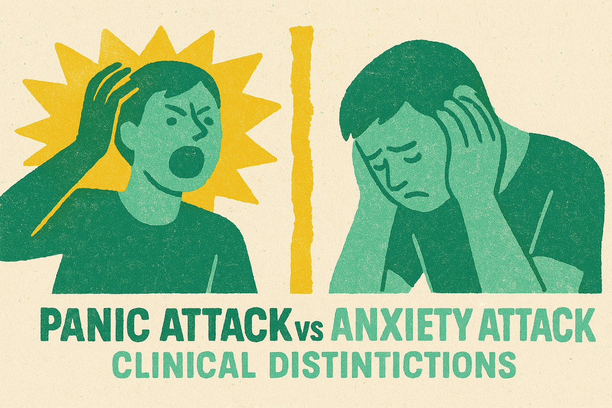 Cover illustration for “Panic Attack vs Anxiety Attack Clinical Distinctions”