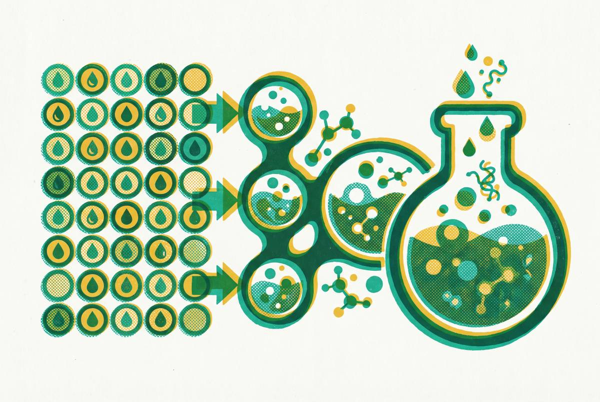 Cover illustration for “Reaction Condition Scaling From Microwell to Milliliter CFPS Formats”