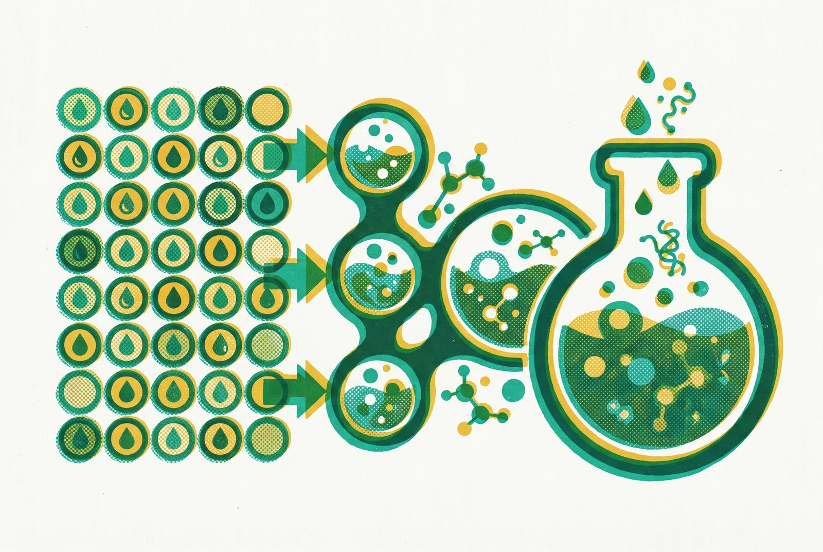 Cover illustration for “Reaction Condition Scaling From Microwell to Milliliter CFPS Formats”