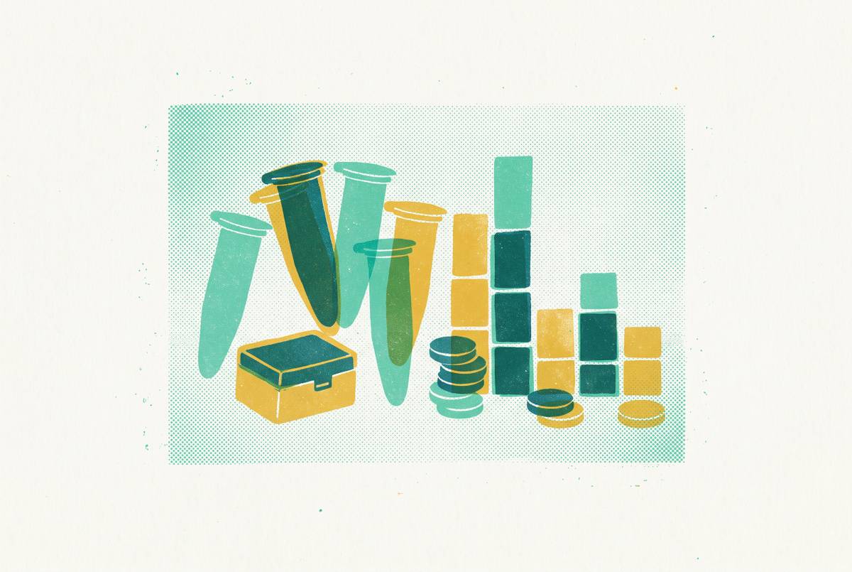 Cover illustration for “Cost per Reaction Analysis for Commercial CFPS Kits”