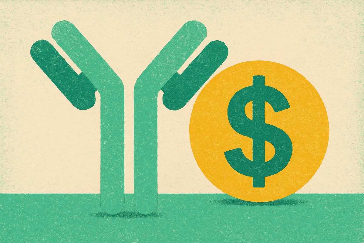 Cover illustration for “Cost per Milligram Benchmarks for AI-Designed Antibody Campaigns Across Scale”