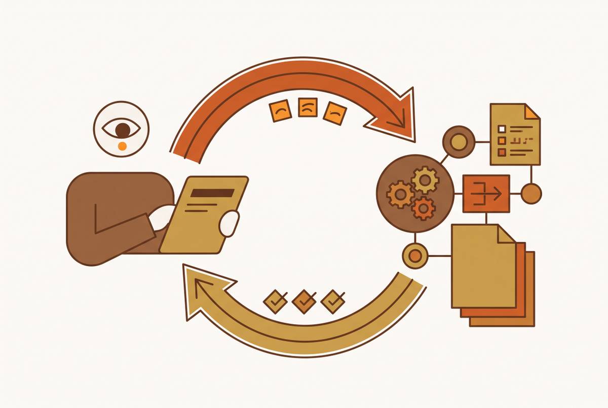 Cover illustration for “Feedback Loop Design Between Reviewers and Extraction Models”