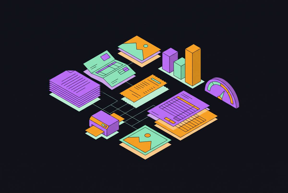 Cover illustration for “OCR Benchmarking Methodology for Production Document Types”