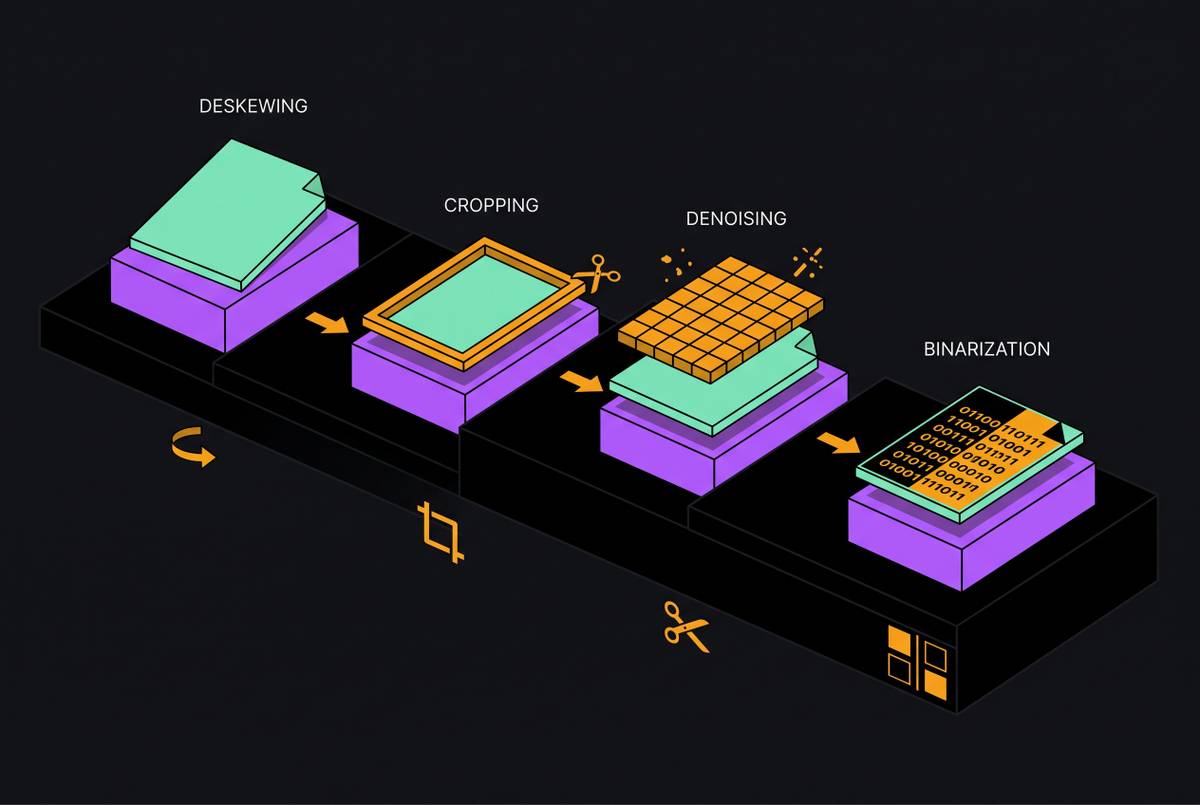 Cover illustration for “Document Preprocessing Stages Before OCR”