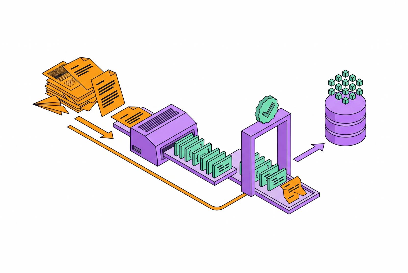 Cover illustration for “Structuring Raw Documents Into Validated JSON Before Vector Database Ingestion”