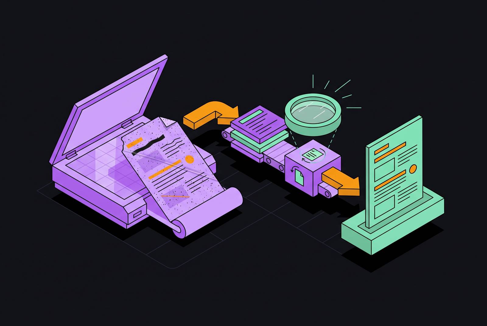 Cover illustration for “Low-Quality Scan Handling in Production OCR Pipelines”