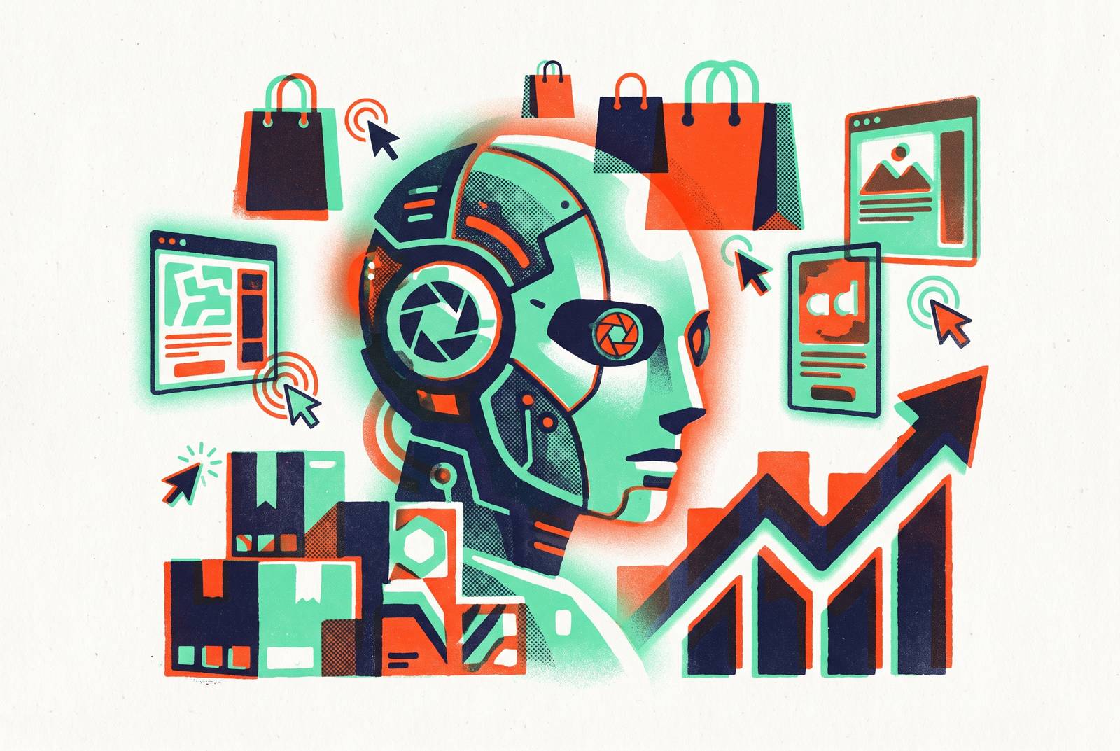 Cover illustration for “AI Advertising Playbook for E-Commerce Brands”