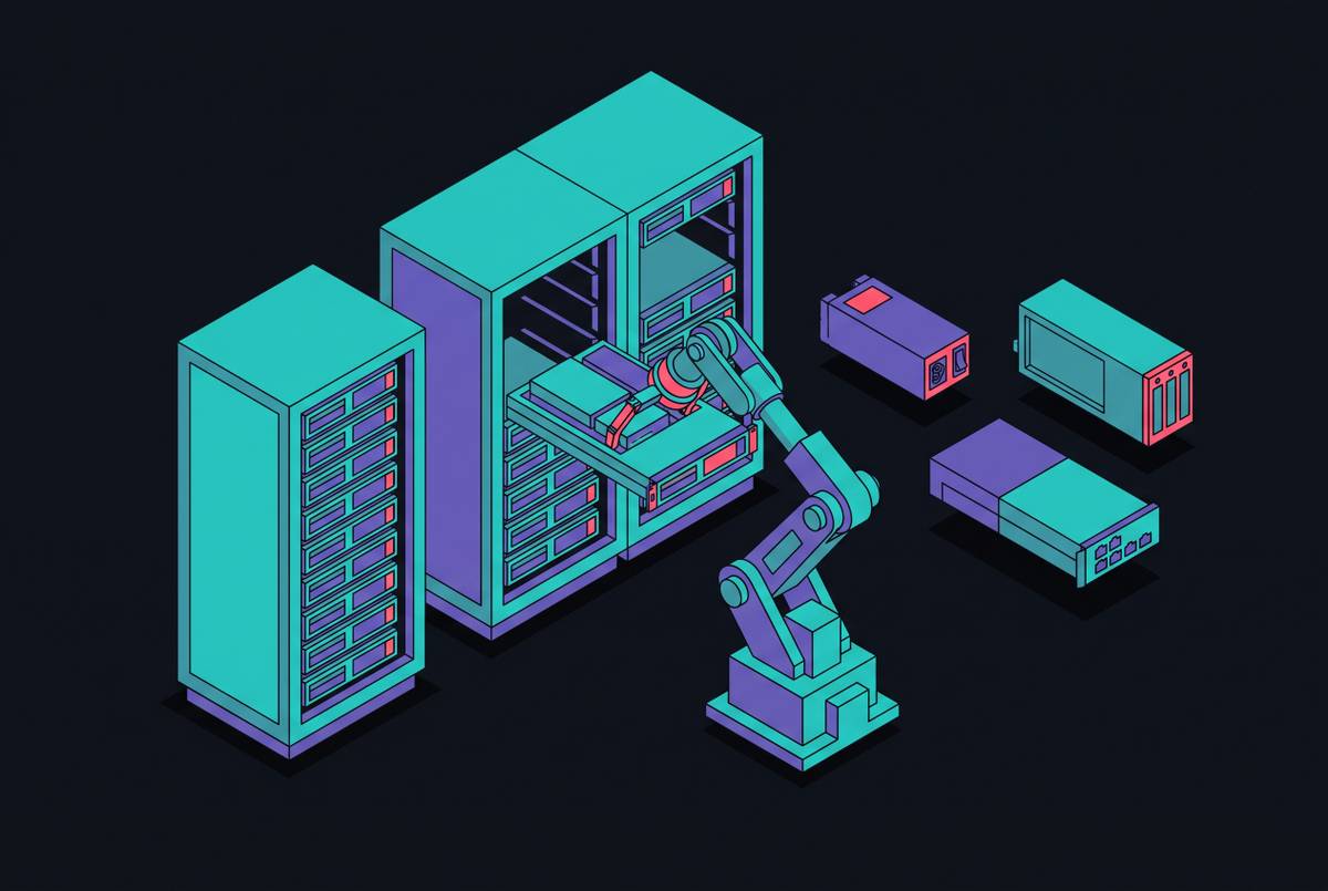 Cover illustration for “Robotic Arm Deployments for Physical Server Hardware Swaps”