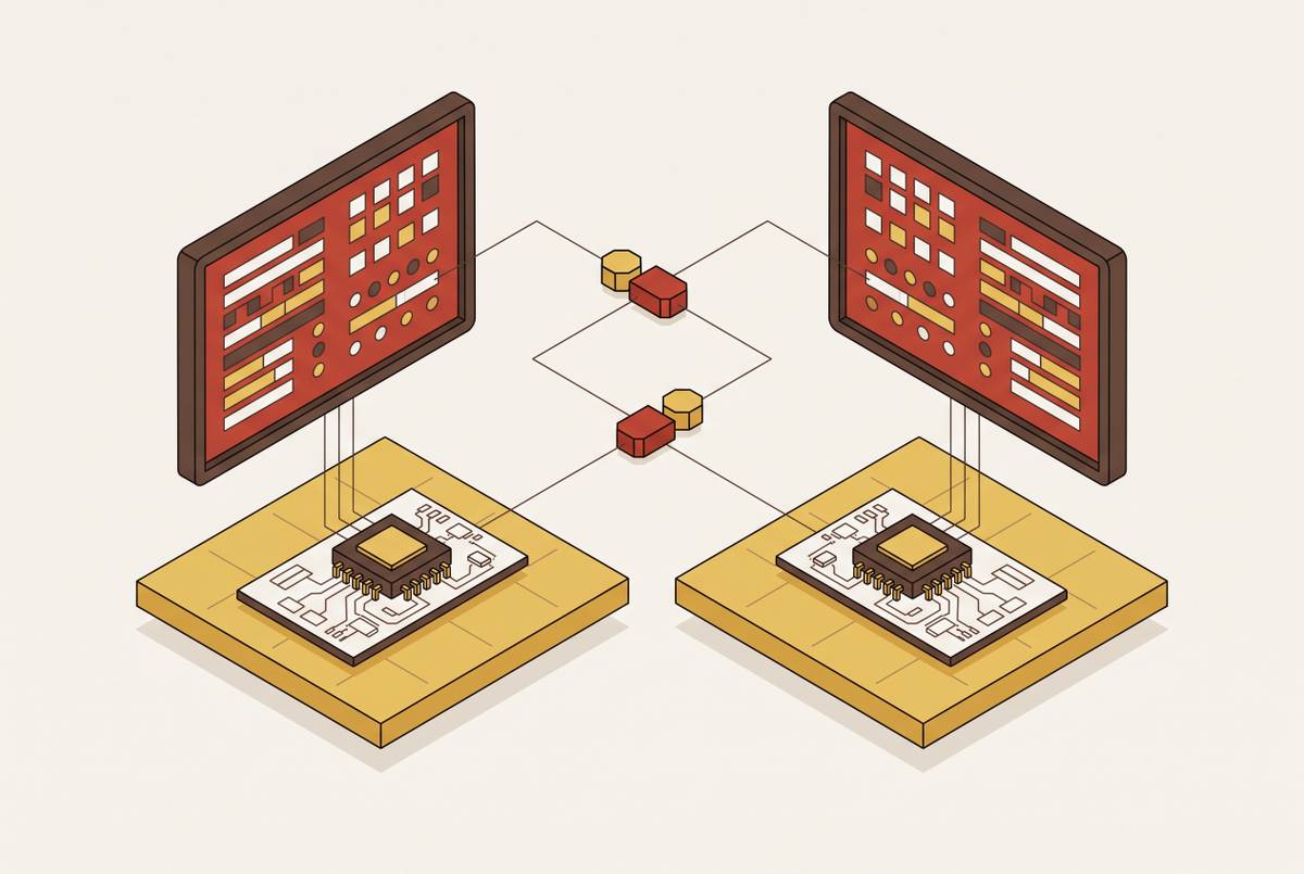 Cover illustration for “QEMU vs Renode for Cortex-M Firmware Simulation”