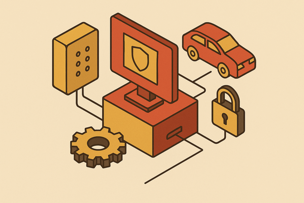 Cover illustration for “Safety-Critical HIL Compliance Under ISO 26262 and IEC 62443”