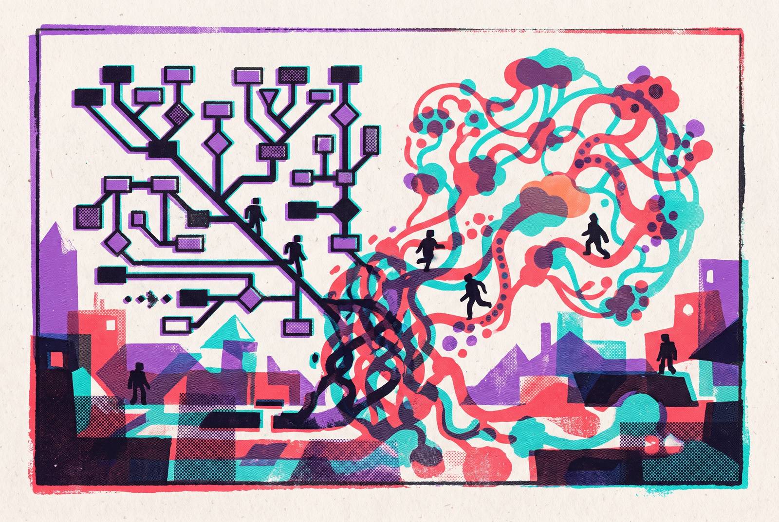 Cover illustration for “Behavior Trees Versus Learned Policies for NPC AI in Complex Environments”