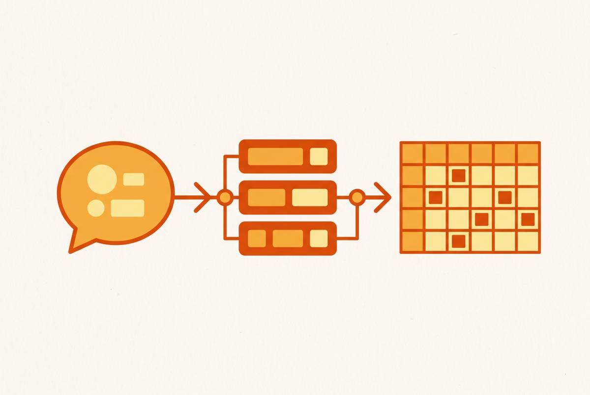 Cover illustration for “Natural Language to SQL for Analysts Using Google Sheets Data”