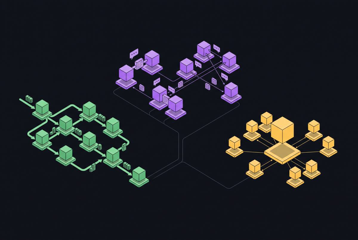 Cover illustration for “LangGraph vs AutoGen vs CrewAI for Multi-Agent Systems”