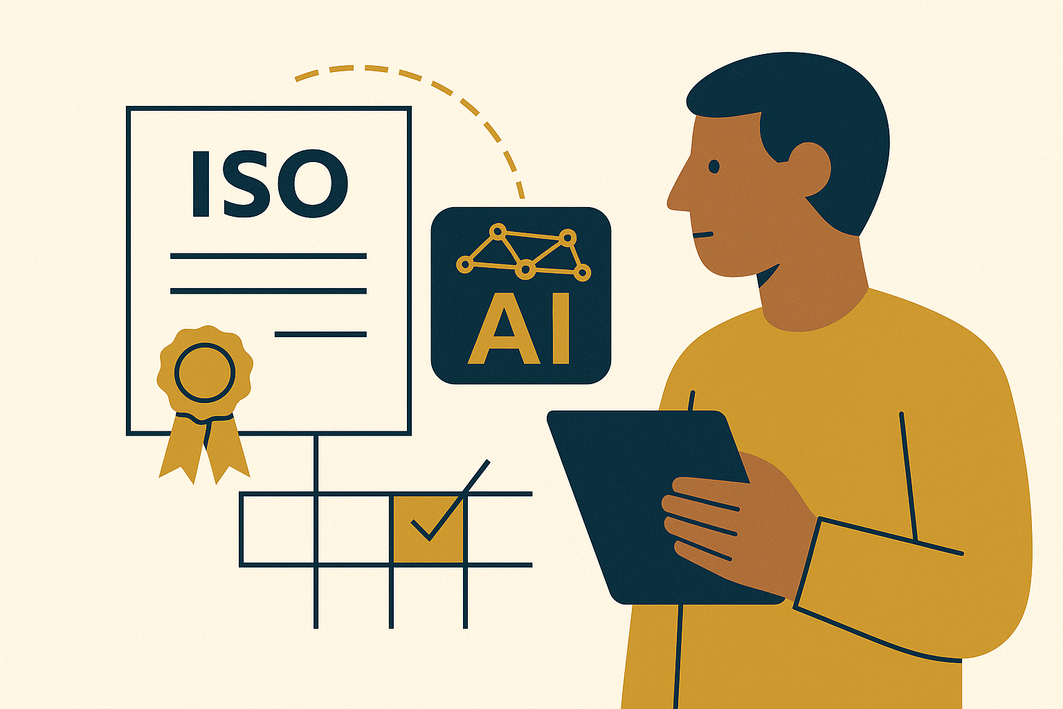Cover illustration for “ISO 42001 Alignment with AI Assurance Engagements”