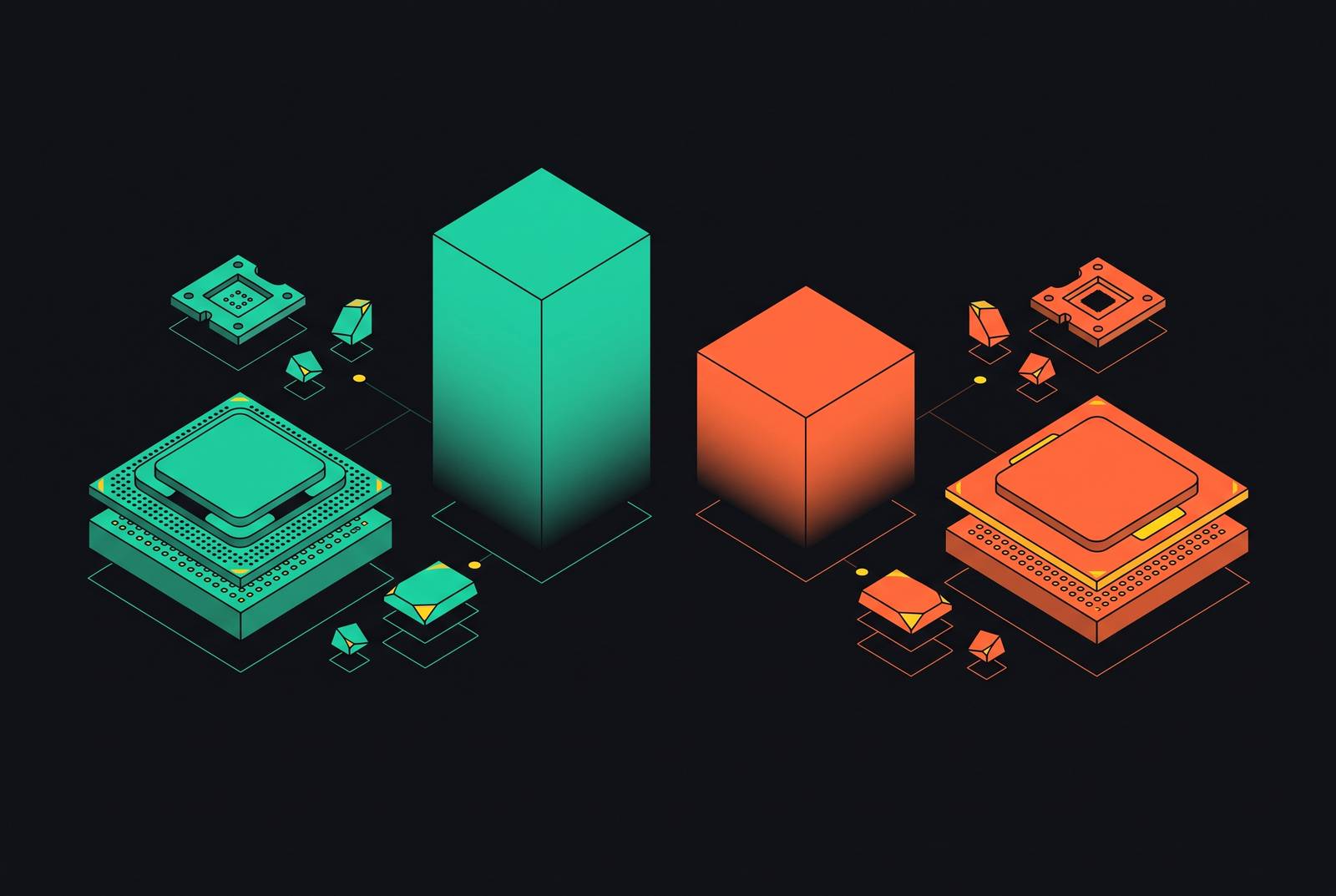 Cover illustration for “Intel vs AMD CPU Market Share Among Enthusiast Builders”