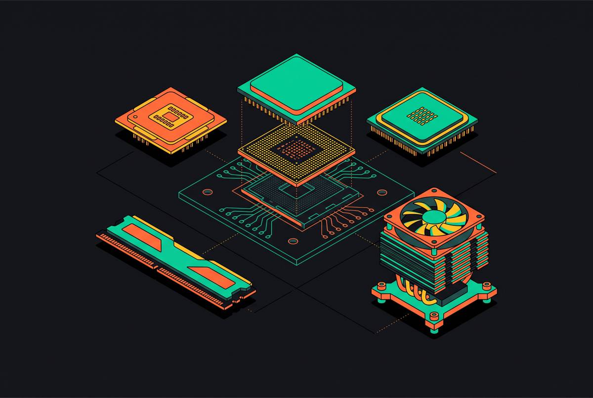 Cover illustration for “Mid-Range CPU Choices in $800 to $1200 PC Builds”