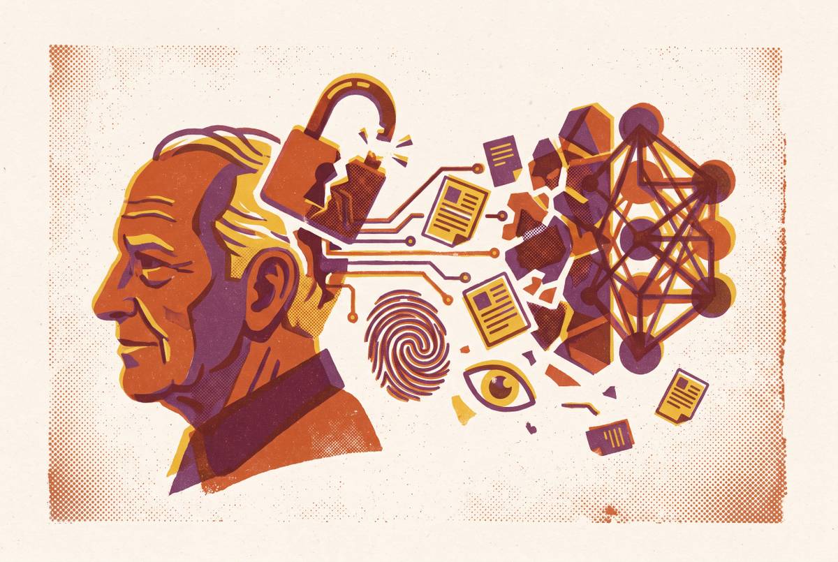 Cover illustration for “Privacy Risks of Sharing Senior Data with AI Tools”