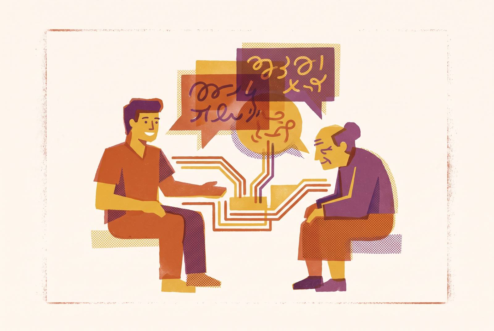 Cover illustration for “AI Assistance for Non-English Speaking Caregiver Families”