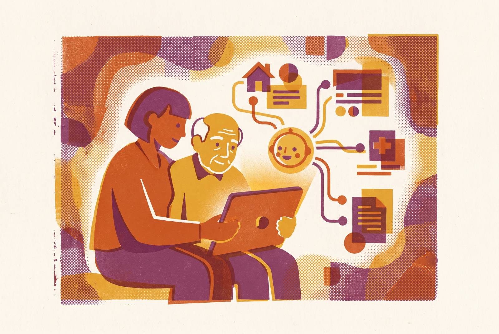 Cover illustration for “AI-powered platforms that help families navigate elder benefit enrollment”