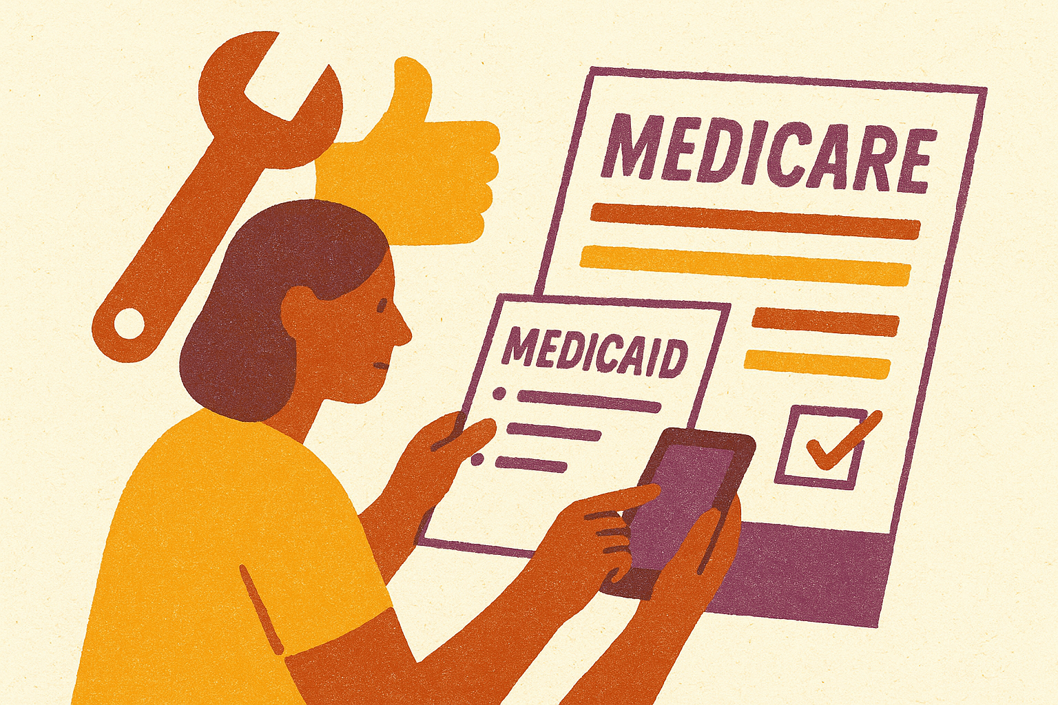 Cover illustration for “Free and Low-Cost Tools for Navigating Medicaid and Medicare Enrollment as a Caregiver”