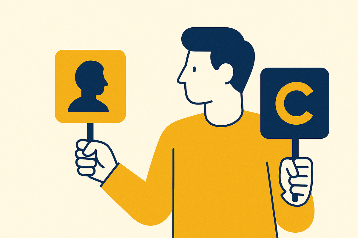Cover illustration for “Founder Brand vs Company Brand Distinction”