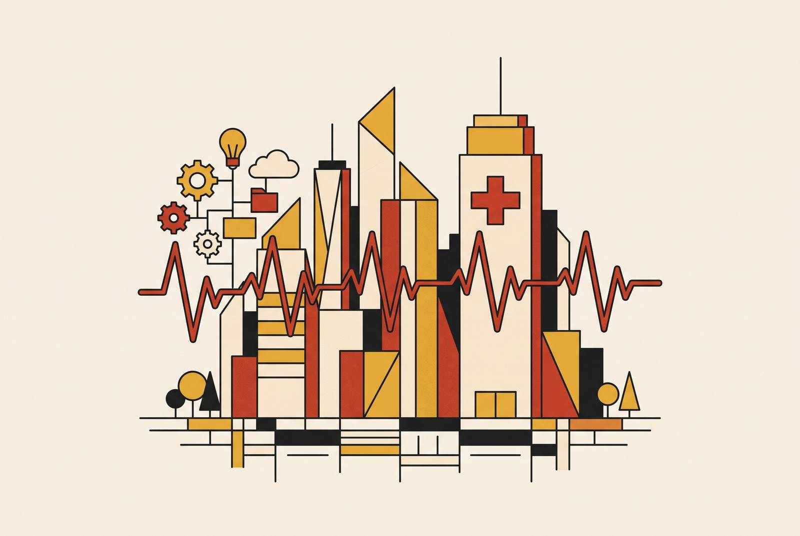 Cover illustration for “Healthcare Startups Building in NYC”