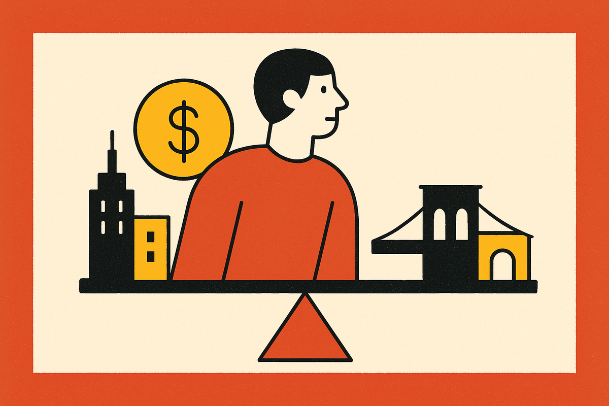 Cover illustration for “Cost of Living for Startup Founders in Manhattan vs Brooklyn”