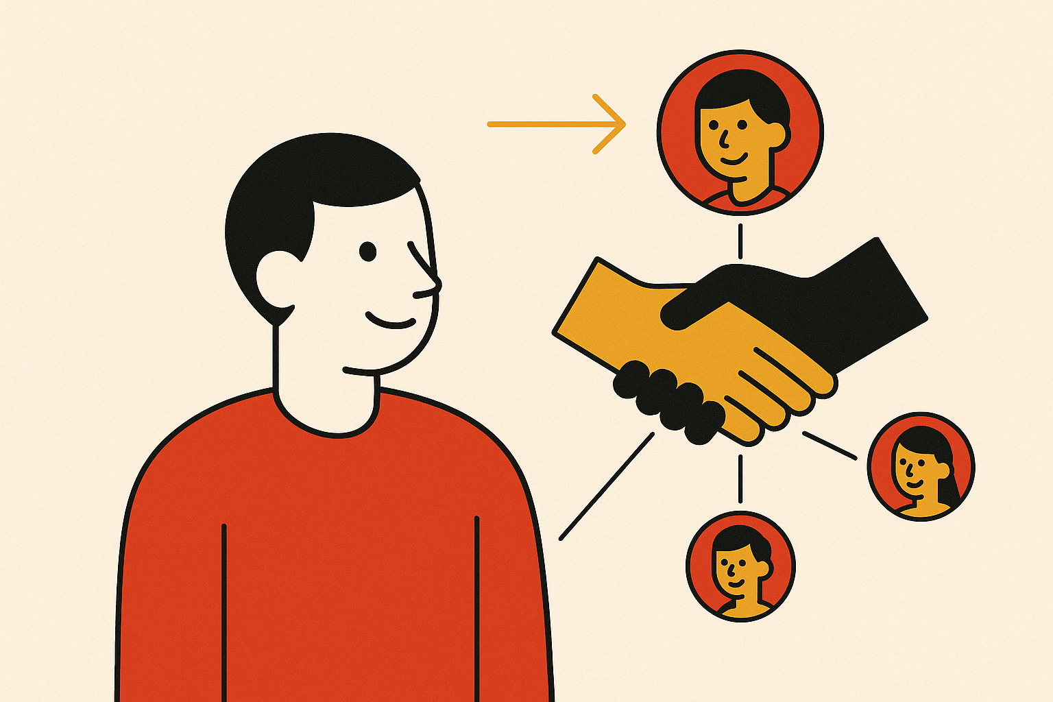 Cover illustration for “founder communities built around warm introductions and curated peer matching”