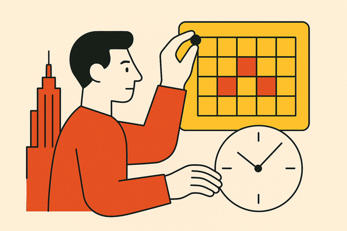Cover illustration for “Work Schedules and Routines of NYC Founders at Seed Stage”