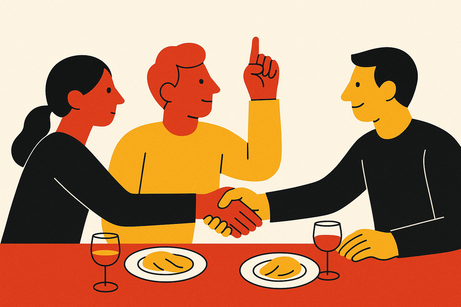 Cover illustration for “founder communities that lead with warm introductions and peer dinners”
